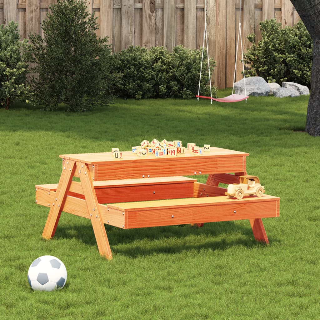 Kids Solid Wood Picnic Table with Sandpit