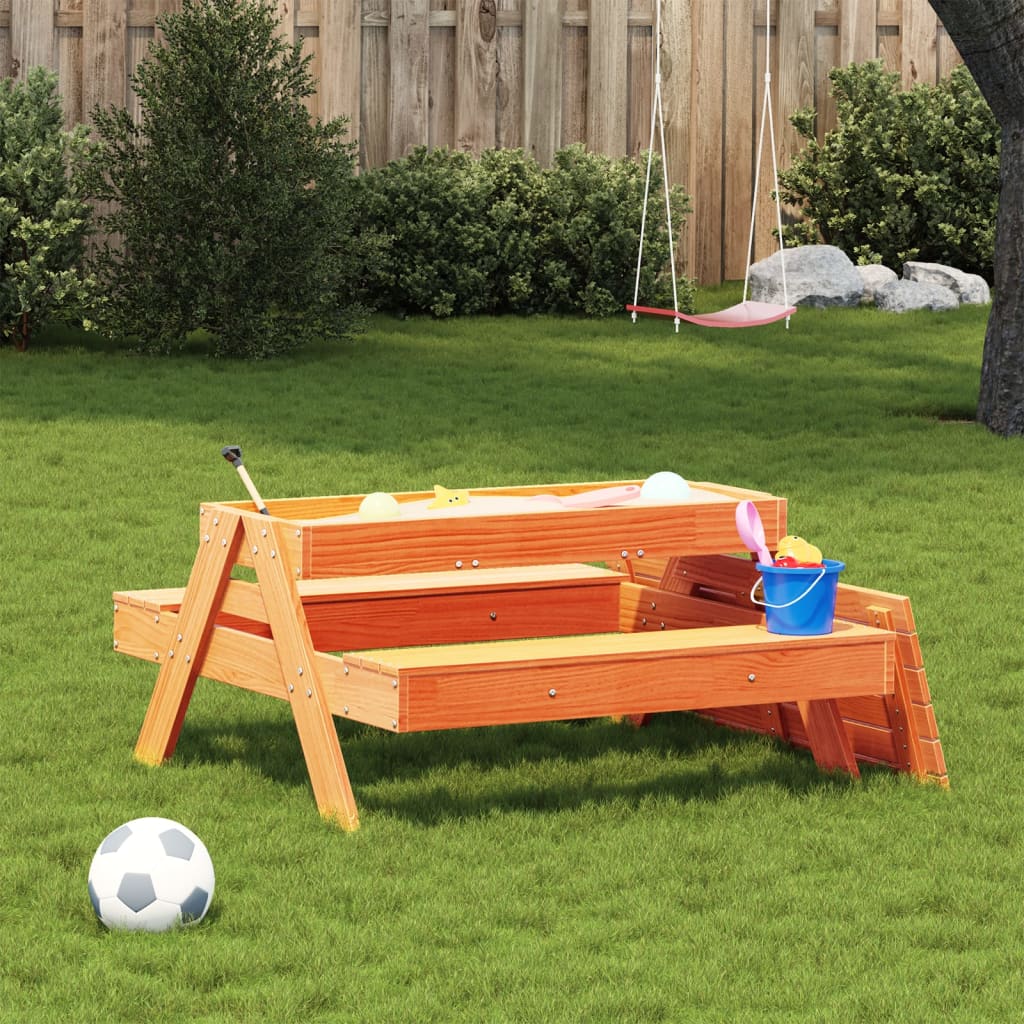 Kids Solid Wood Picnic Table with Sandpit