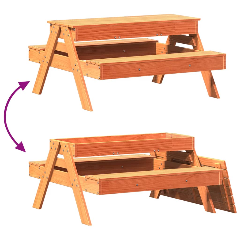 Kids Solid Wood Picnic Table with Sandpit