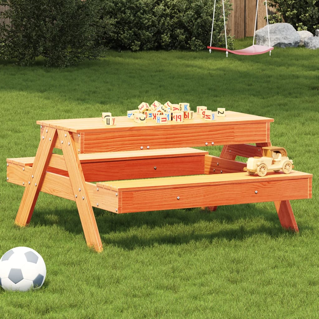Kids Solid Wood Picnic Table with Sandpit
