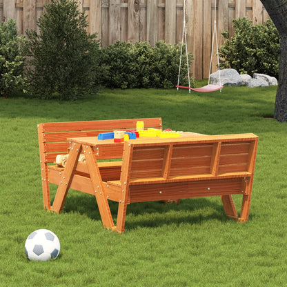 Kids Picnic Table in Solid Wood with Benches