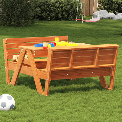Kids Picnic Table in Solid Wood with Benches