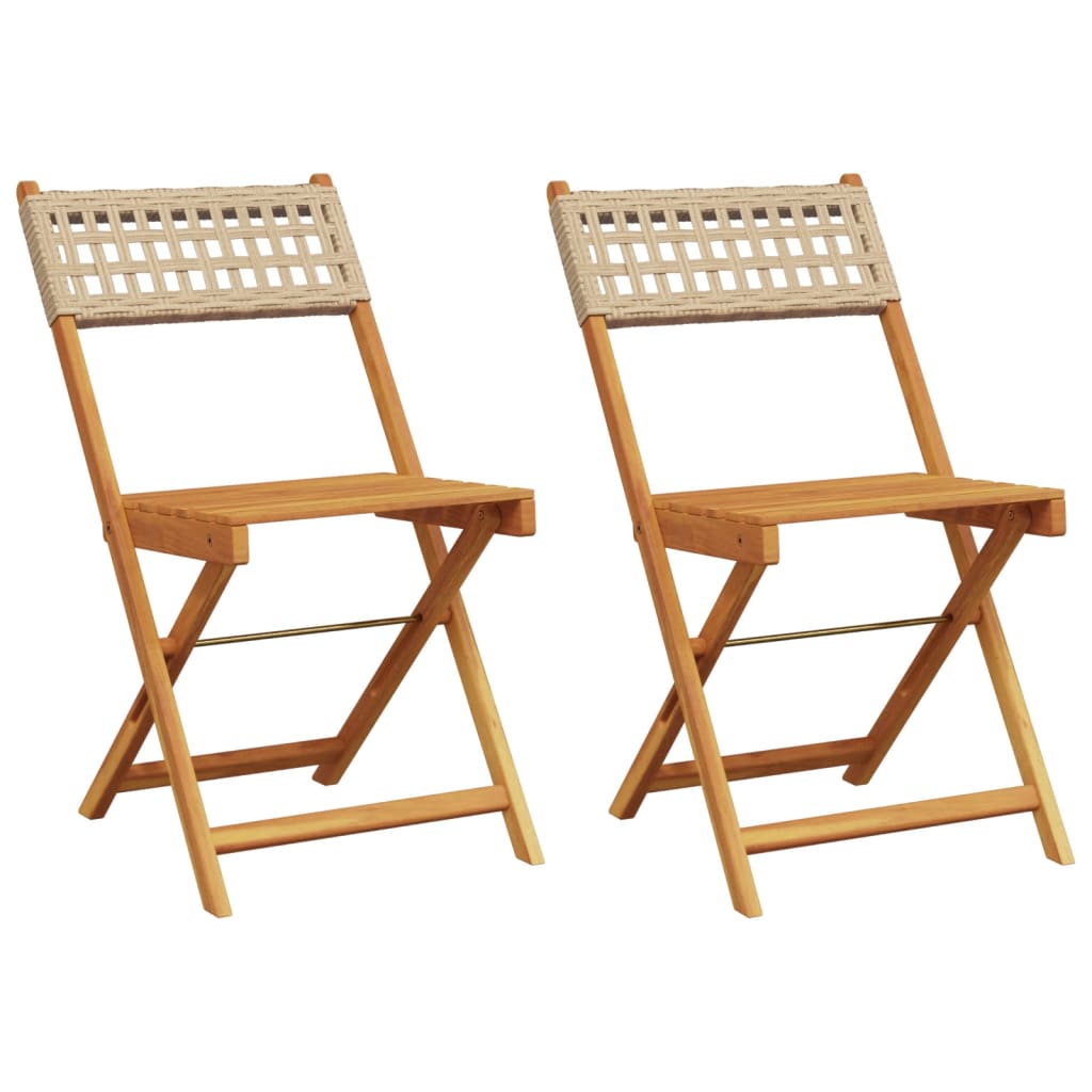 Bistro Chairs 2 pcs in Solid Acacia Wood with choice of Backrest