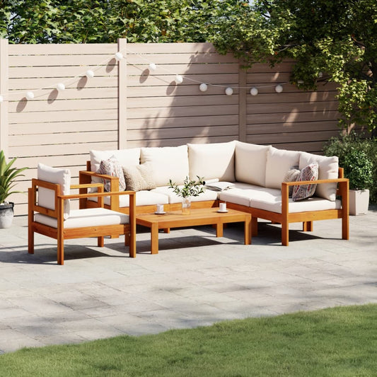 5 Piece L-Shaped Sofa Set with Cushions and Chair