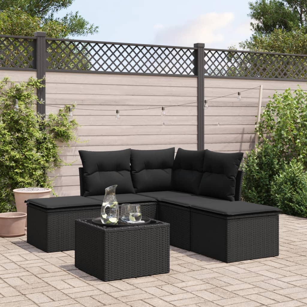 6 Piece Rattan Corner Sofa Set with Cushions