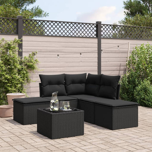6 Piece Rattan Corner Sofa Set with Cushions