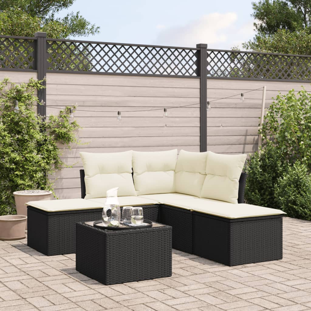 6 Piece Rattan Corner Sofa Set with Cushions