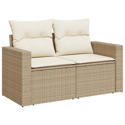 10 Piece Garden Sofa Set with Cushions in Poly Rattan and Acacia Wood