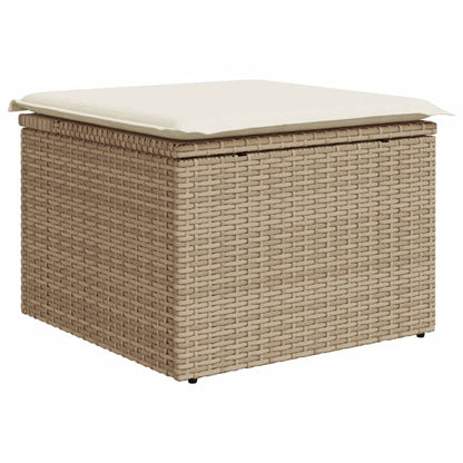 10 Piece Garden Sofa Set with Cushions in Poly Rattan and Acacia Wood
