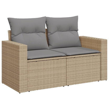 10 Piece Garden Sofa Set with Cushions in Poly Rattan and Acacia Wood