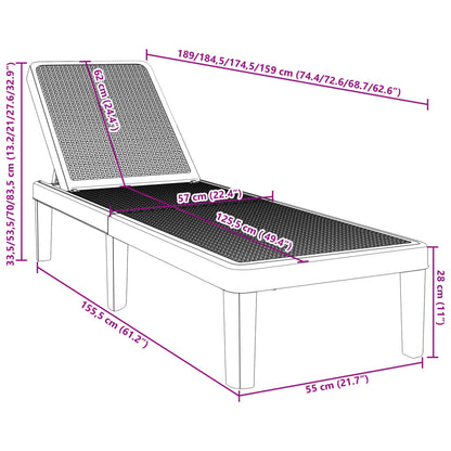 4-Way Height Adjustable Sun Lounger in Polypropylene