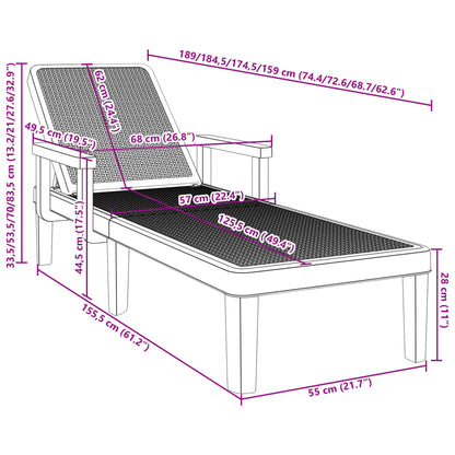 4-Way Height Adjustable Sun Lounger in Polypropylene