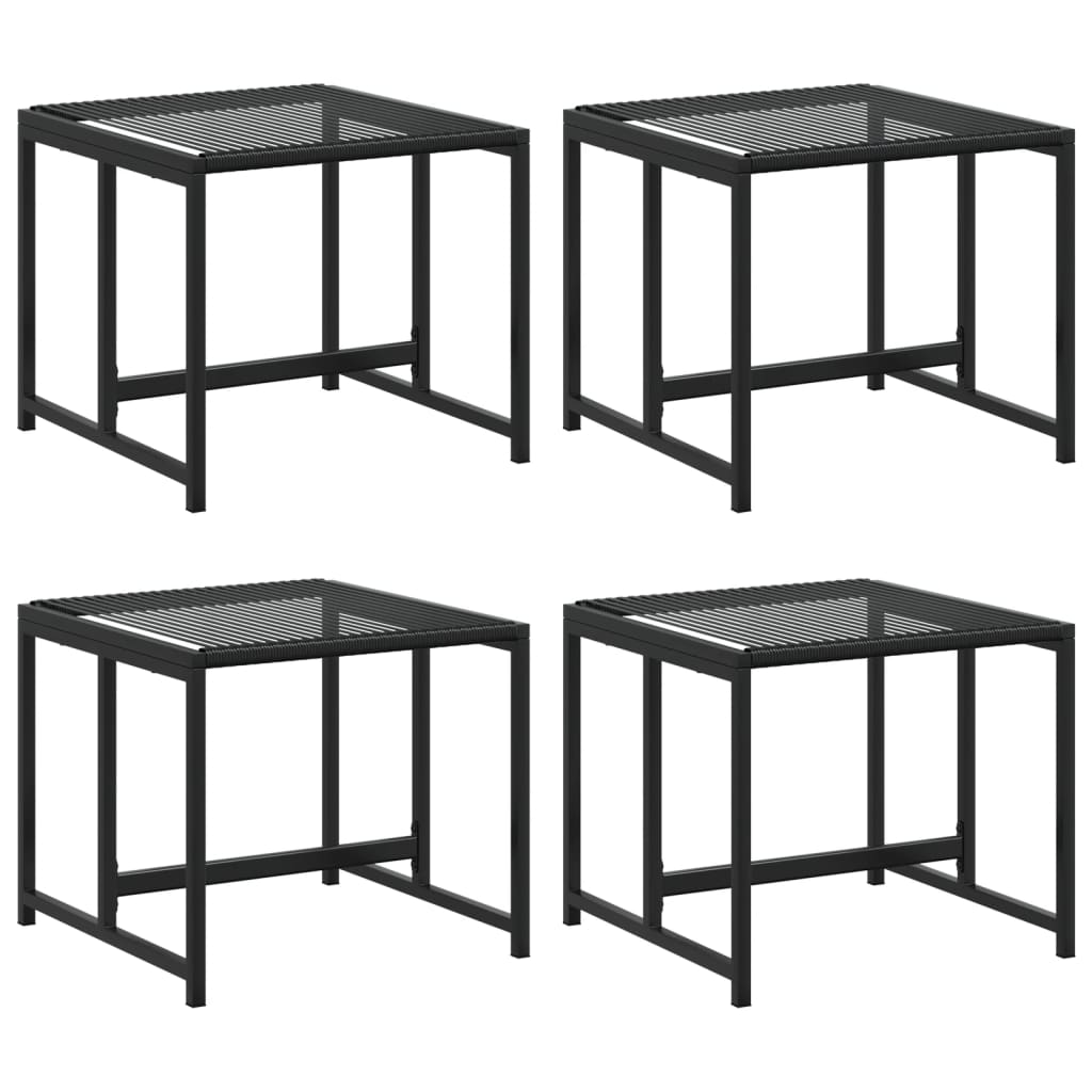 Black Rattan Garden Stools - 4 pcs
