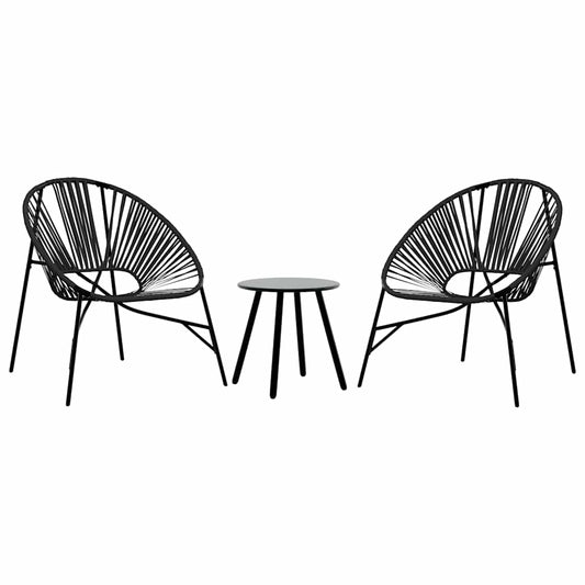 Garden Chair Set with Table in Poly Rattan - 3 pcs