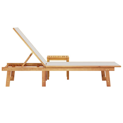 Solid Acacia Wood Sun Lounger with Table
