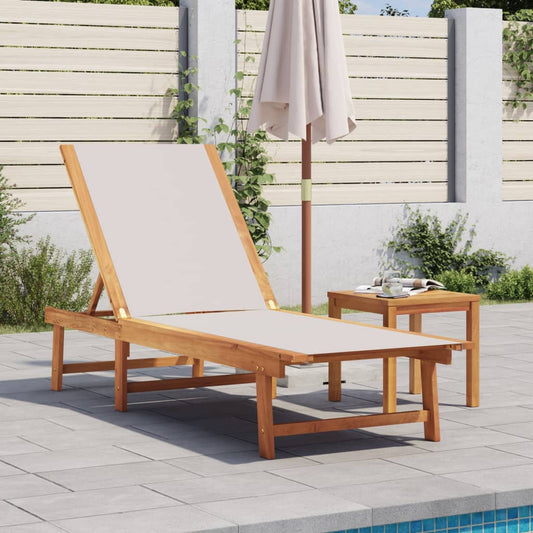 Solid Acacia Wood Sun Lounger with Table
