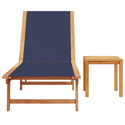 Solid Acacia Wood Sun Lounger with Table