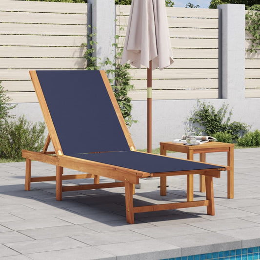 Solid Acacia Wood Sun Lounger with Table
