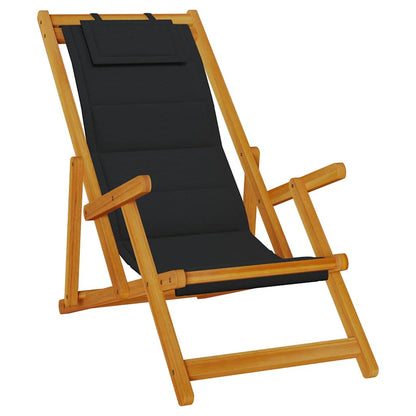 Solid Wood Folding Beach Chair with Armrests