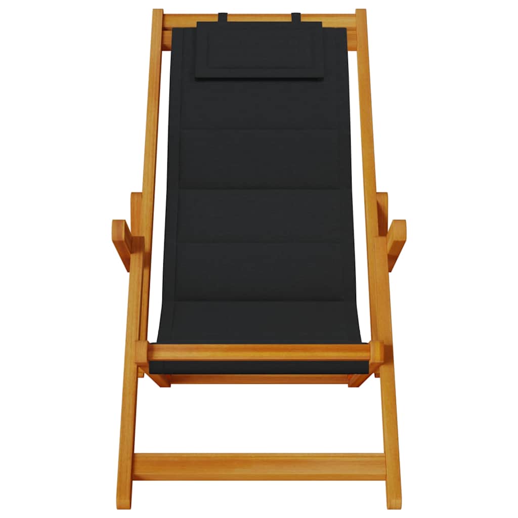 Solid Wood Folding Beach Chair with Armrests
