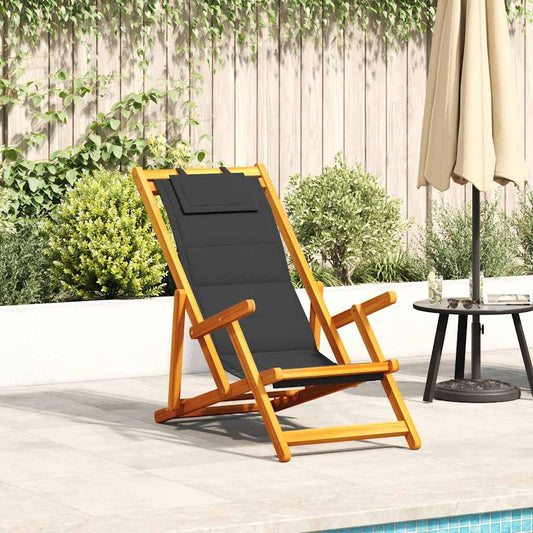 Solid Wood Folding Beach Chair with Armrests