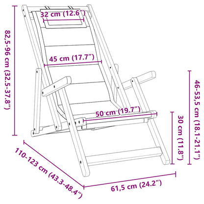 Solid Wood Folding Beach Chair with Armrests