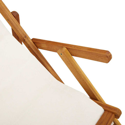 Solid Wood Folding Beach Chair with Armrests
