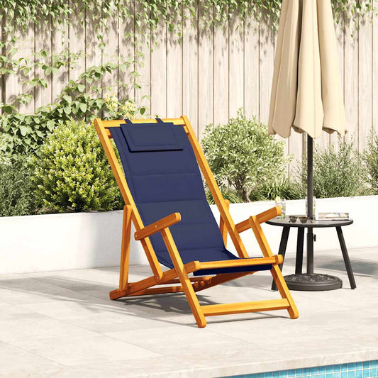 Solid Wood Folding Beach Chair with Armrests