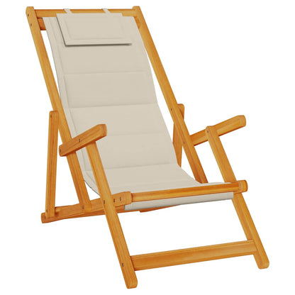 Solid Wood Folding Beach Chair with Armrests