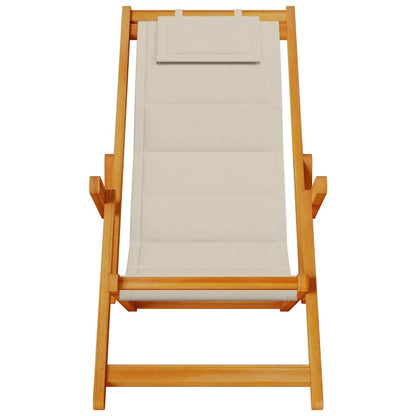 Solid Wood Folding Beach Chair with Armrests