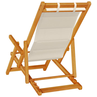Solid Wood Folding Beach Chair with Armrests