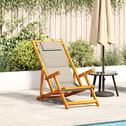 Solid Wood Folding Beach Chair with Armrests