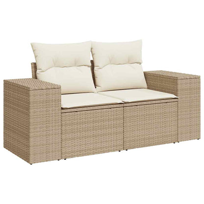 10 Piece Garden Sofa Set with Cushions in Poly Rattan and Acacia Wood