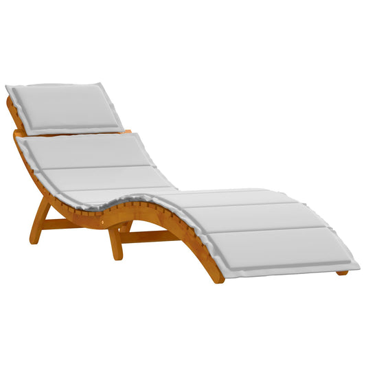 Curved Sun Loungers with Cushions in Solid Acacia Wood - 2 Pieces